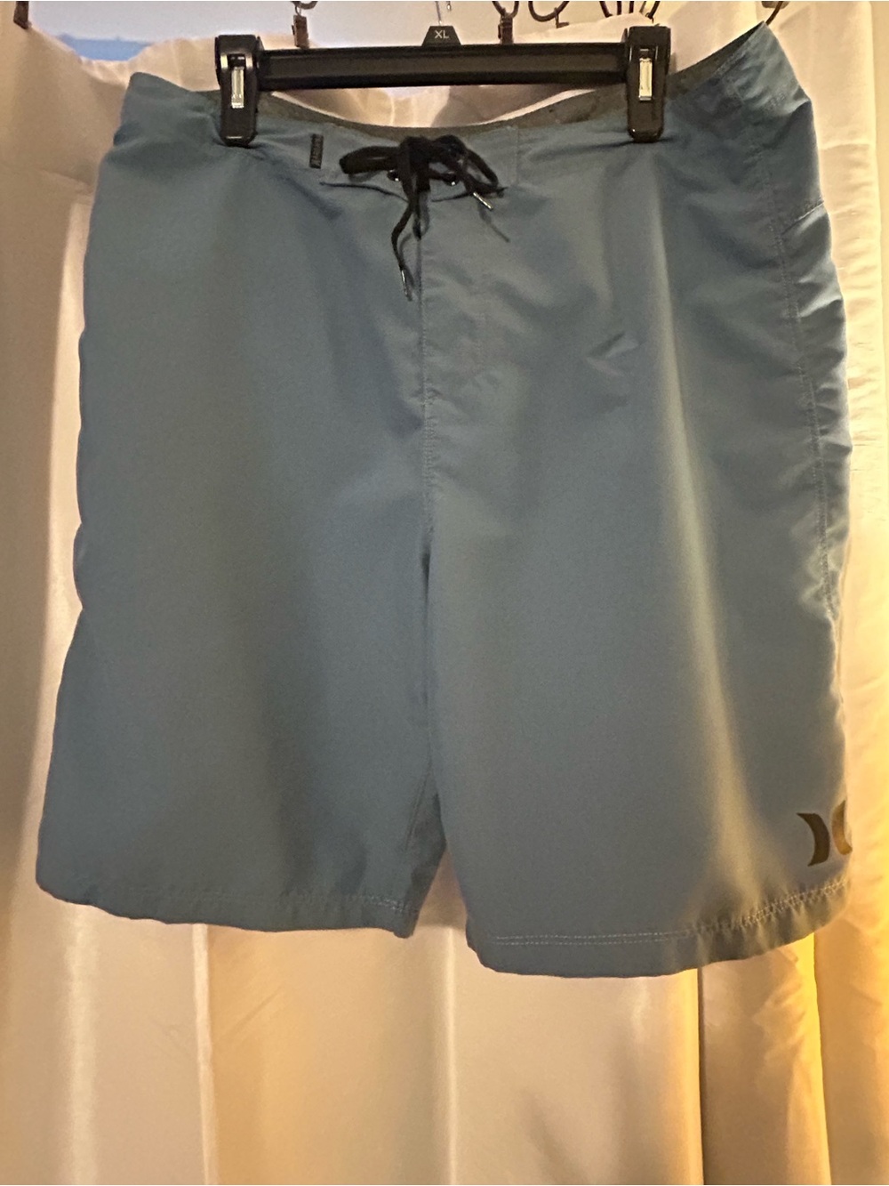 Hurley Men’s Light Blue Swim Board Shorts with Black Drawstring